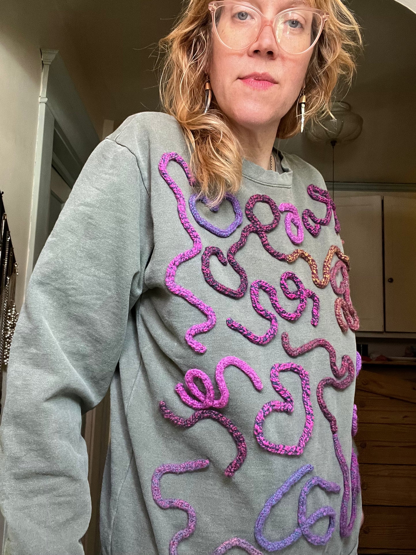 Green and Pink Squiggle Sweatshirt