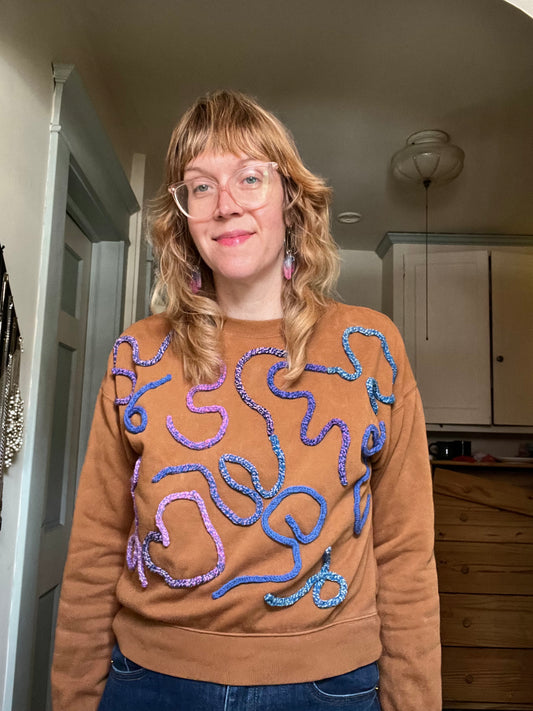 Brown and Blue Squiggle Sweatshirt