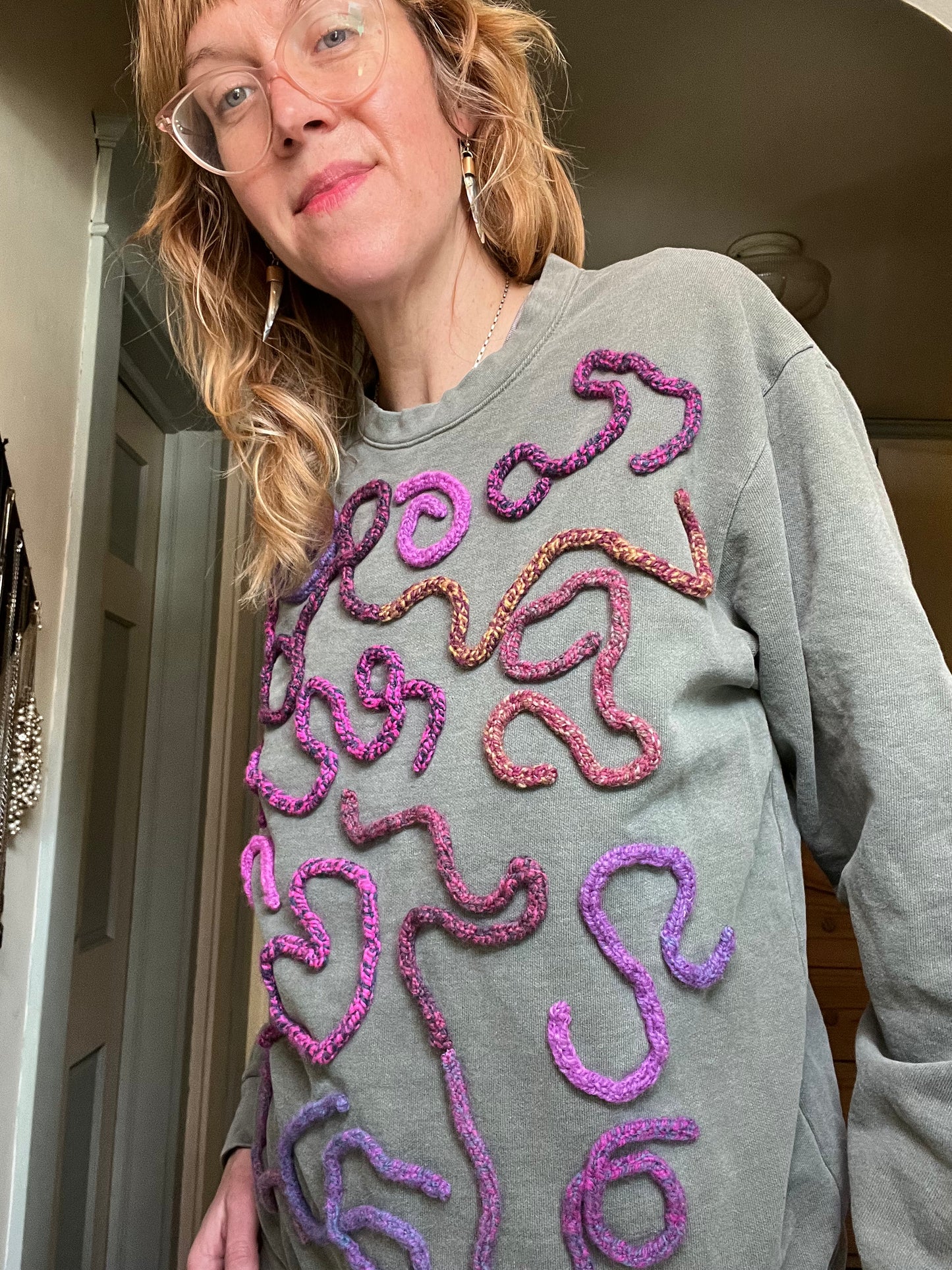 Green and Pink Squiggle Sweatshirt