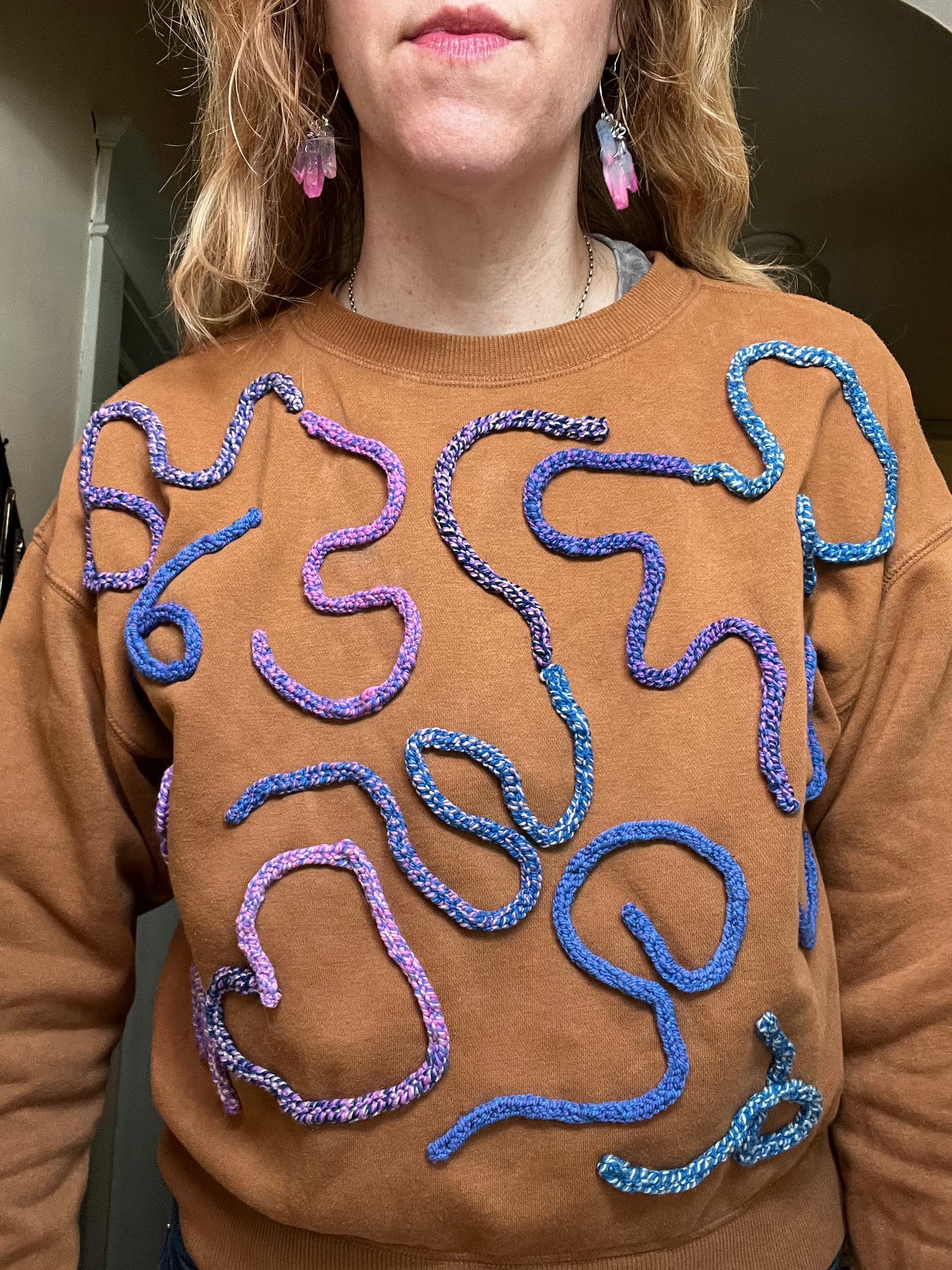 Brown and Blue Squiggle Sweatshirt