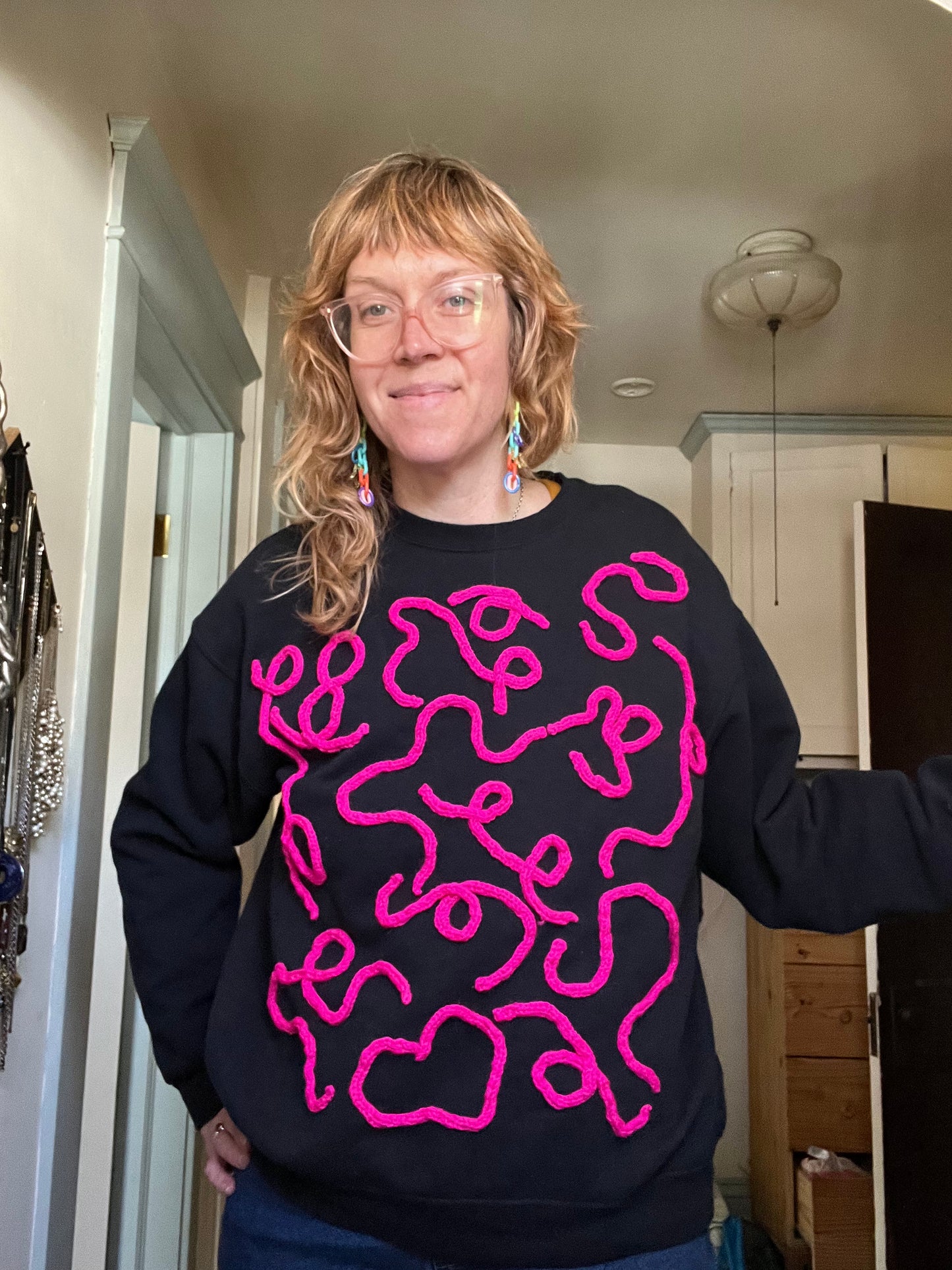 Hot Pink Squiggle sweatshirt